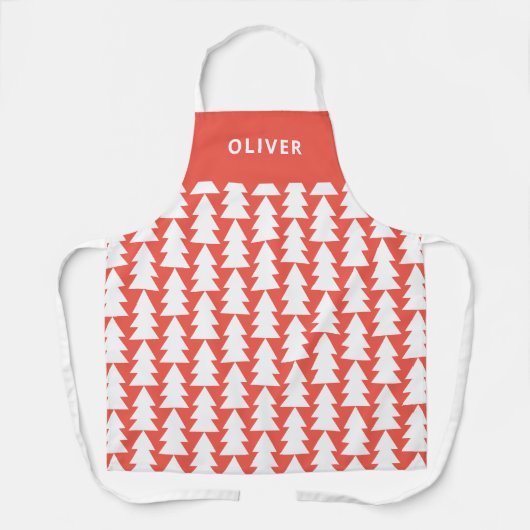 Moderne minimale geometrische rote Weihnachtsgrafi Schürze (Vorderseite)