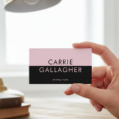Moderne minimale geometrische Schwarz-Pink-Monogra Visitenkarte