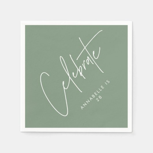 Moderne, minimale geometrische Weise schlanke Grün Serviette (Vorderseite)