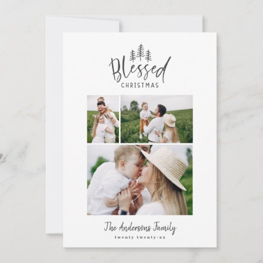 Moderne minimale gesegnet Weihnachten rustikal 3 F (Vorderseite)