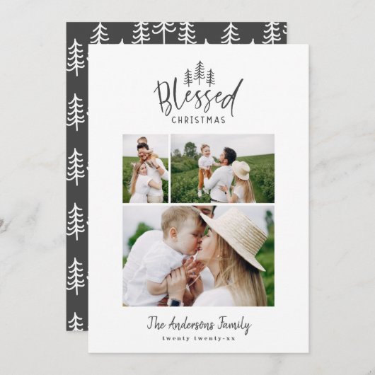 Moderne minimale gesegnet Weihnachten rustikal 3 F (Vorne/Hinten)