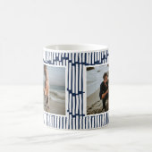 Moderne minimale Grafik 2 Foto Marine blau und wei Kaffeetasse (Mittel)