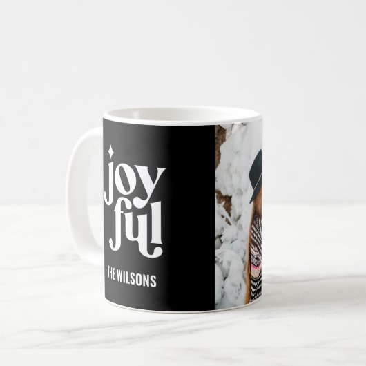 moderne minimale Grafik fröhlich Schwarz-Weiß Kaffeetasse (Vorderseite Links)