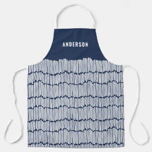Moderne minimale Grafik Marine blau und weiß elega Schürze