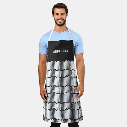 Moderne minimale Grafik schwarz-weiß elegant Schürze (Getragen)