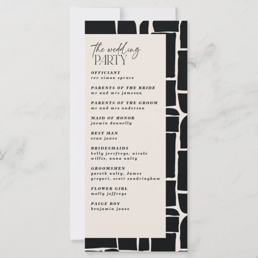 Moderne minimale Grafik Schwarz-Weiß-Hochzeit (Rückseite)