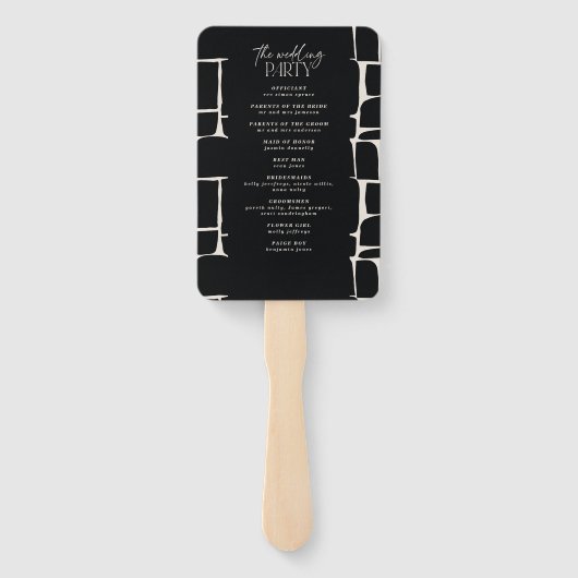 Moderne minimale Grafik Schwarz-Weiß-Hochzeit Fächer (Rückseite)
