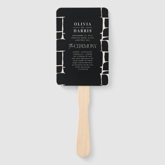 Moderne minimale Grafik Schwarz-Weiß-Hochzeit Fächer (Vorderseite)