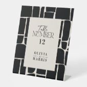Moderne minimale grafische Schwarz-Weiß-Tischnumme Sockelschild (Vorderseite)