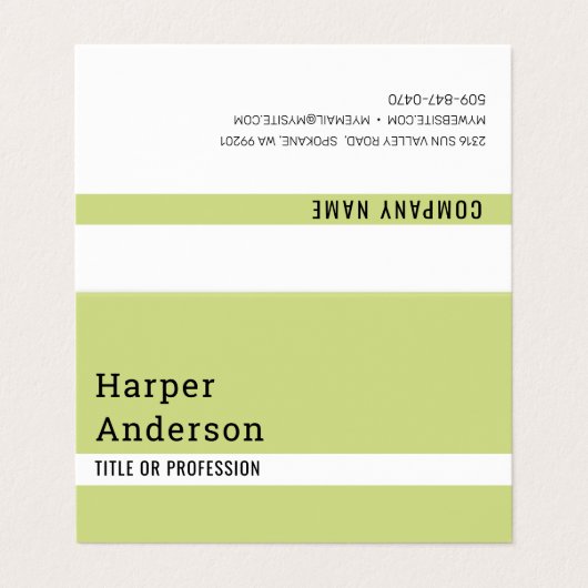 Moderne minimale Green Business Cards Visitenkarten (Außenseite Aufgefaltet)