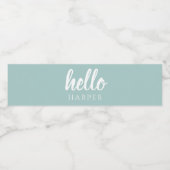 Moderne minimale Grün und Weiß Hallo und Sie nenne Wasserflaschenetikett (Einzelnes Label)