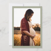 Moderne minimale grüne Hülle Oh Babydusche Einladung (Rückseite)