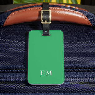 Moderne minimale grüne Mit Monogramm Initialen Gepäckanhänger