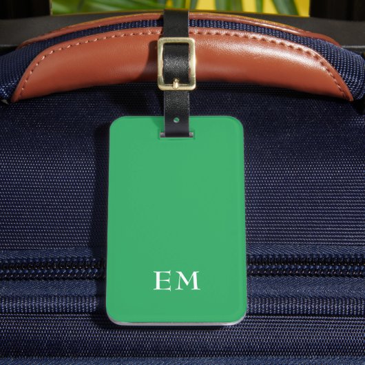 Moderne minimale grüne Mit Monogramm Initialen Gepäckanhänger (Vorderseite Insitu 2)