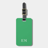 Moderne minimale grüne Mit Monogramm Initialen Gepäckanhänger (Vorderseite vertikal)