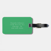Moderne minimale grüne Mit Monogramm Initialen Gepäckanhänger (Rückseite horizontal)