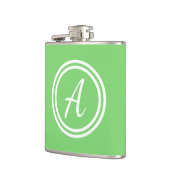 Moderne minimale grüne Monogramm Flachmann (Links)