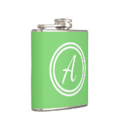 Moderne minimale grüne Monogramm Flachmann (Rechts)
