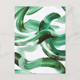Moderne Minimale Grüne Pinselstriche Abstract Ankündigungspostkarte