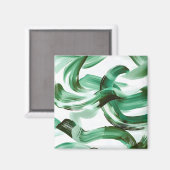 Moderne Minimale Grüne Pinselstriche Abstract Magnet (Vorderseite/Rückseite)
