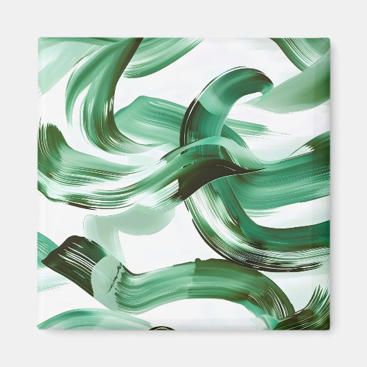 Moderne Minimale Grüne Pinselstriche Abstract Magnet (Vorne)