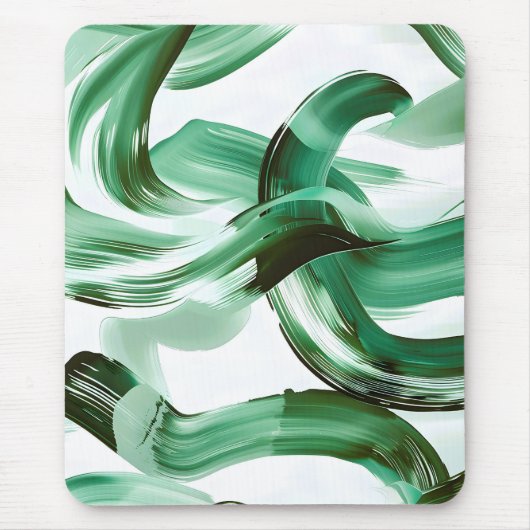Moderne minimale grüne Pinselstriche Abstract Mousepad (Vorne)