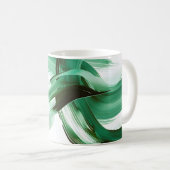 Moderne minimale grüne Pinselstriche abstrakt Kaffeetasse (VorderseiteRechts)