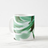 Moderne minimale grüne Pinselstriche abstrakt Kaffeetasse (Vorderseite Links)