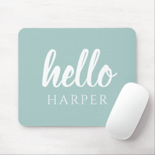 Moderne minimale grüne und weiße Hallo und Sie Nam Mousepad