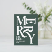Moderne minimale grüne Weihnachten froh (Stehend Vorderseite)