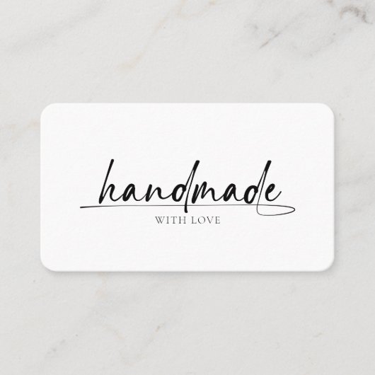 Moderne, minimale Handarbeit mit Liebe-Script-Logo Visitenkarte (Vorderseite)