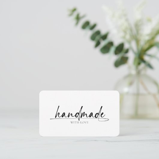 Moderne, minimale Handarbeit mit Liebe-Script-Logo Visitenkarte (Stehend Vorderseite)