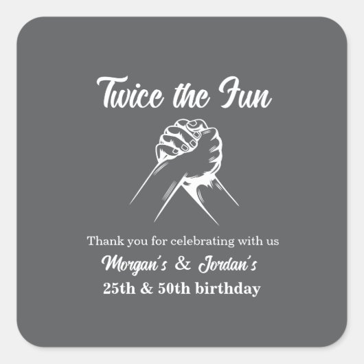 Moderne minimale Hände Grau Joint Geburtstag Quadratischer Aufkleber (Vorderseite)