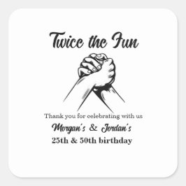 Moderne minimale Hände Grau Joint Geburtstag Quadratischer Aufkleber