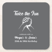 Moderne minimale Hände Grau Joint Geburtstag Rechteckiger Pappuntersetzer (Vorderseite)