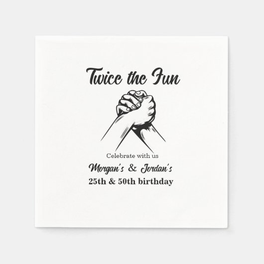 Moderne minimale Hände Grau Joint Geburtstag Serviette (Vorderseite)