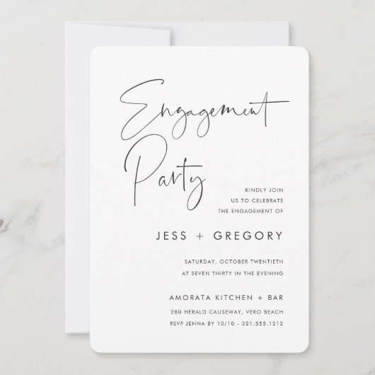 Moderne minimale handgeschriebene Script-Engagemen Einladung (Vorderseite)