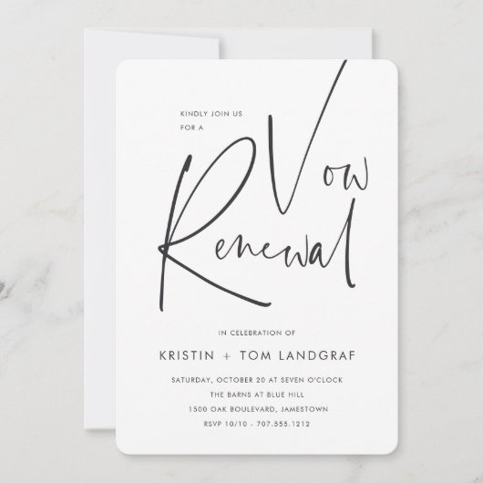 Moderne minimale handgeschriebene Skriptmodelle Vo Einladung (Vorderseite)