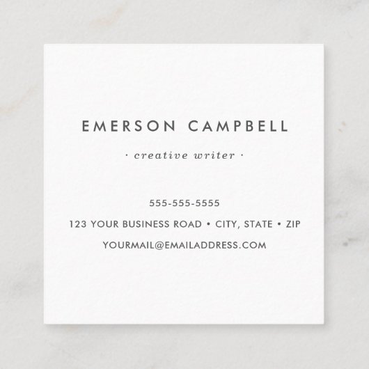 Moderne minimale hellgraue Holzstruktur Quadratische Visitenkarte (Rückseite)