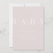 Moderne, minimale, hellrosa Babydusche Einladung (Vorderseite)