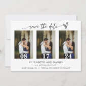 Moderne Minimale Herz-Collage Save the Date Einladung (Vorderseite)