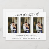 Moderne Minimale Herz-Collage Save the Date Einladung (Vorne/Hinten)