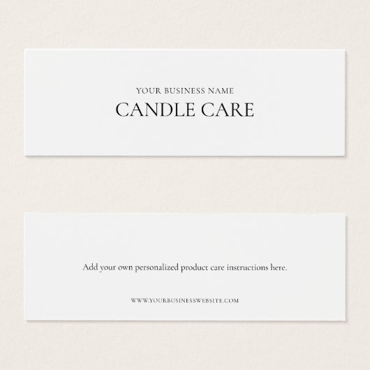 Moderne, minimale Hinweise zur Produktpflege (Vorne & Hinten)