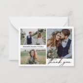 moderne minimale Hochzeit 3 Fotos Collage danke Mitteilungskarte (Vorderseite)