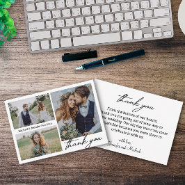 moderne minimale Hochzeit 3 Fotos Collage danke Mitteilungskarte