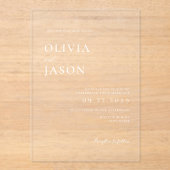 Moderne Minimale Hochzeit Acryleinladungen (Vorderseite)