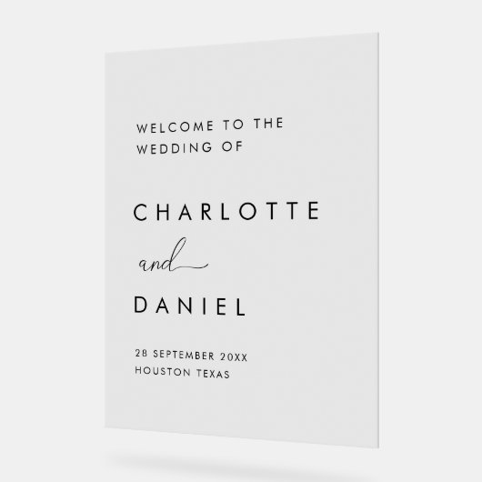 Moderne, minimale Hochzeit Acrylschild (Winkel)