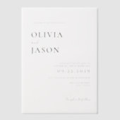 Moderne Minimale Hochzeit Pergament Einladungen (Vorderseite)