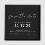 Moderne Minimale Hochzeit retten das Datum Magnet<br><div class="desc">Eine schlichte,  moderne Save the Date Karte. Personalisieren Sie dieses minimalistisch schwarz-weiß Design,  um Ihre persönlichen Daten und Nachricht zu haben.</div>