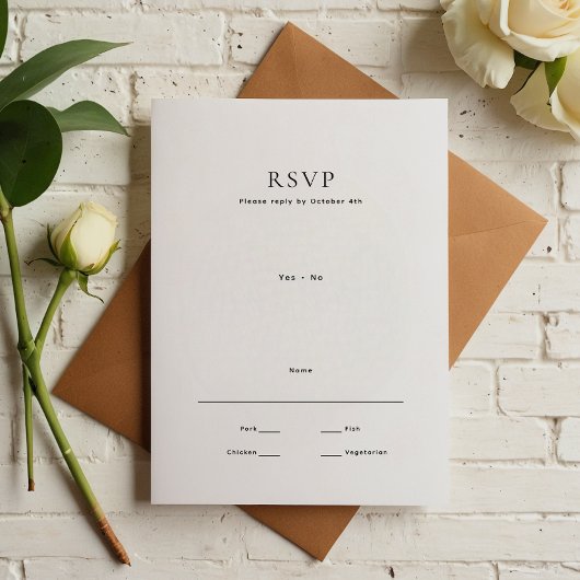 Moderne Minimale Hochzeit RSVP Karte